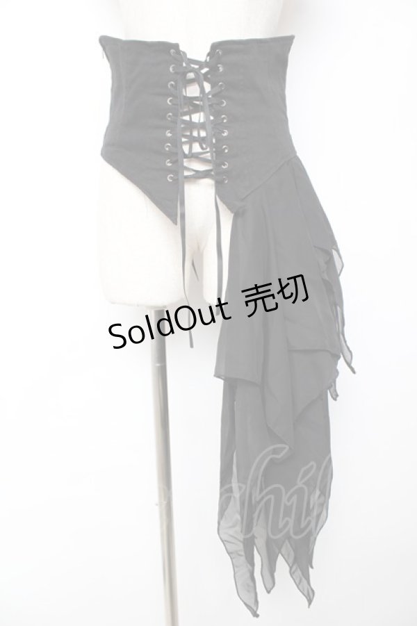 画像1: BPN / 燕尾デザインアシメソフトコルセット M 黒 Y-25-12-01-132-GO-SK-SZ-ZY (1)