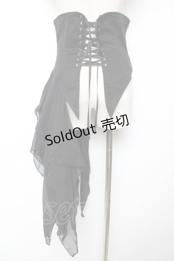 画像2: BPN / 燕尾デザインアシメソフトコルセット M 黒 Y-25-12-01-132-GO-SK-SZ-ZY (2)