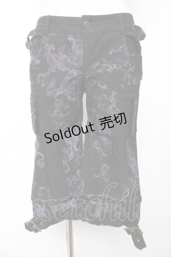 画像1: Ozz On / 龍プリントハーフパンツ  黒×紫 Y-25-12-01-133-OO-PA-SZ-ZY (1)