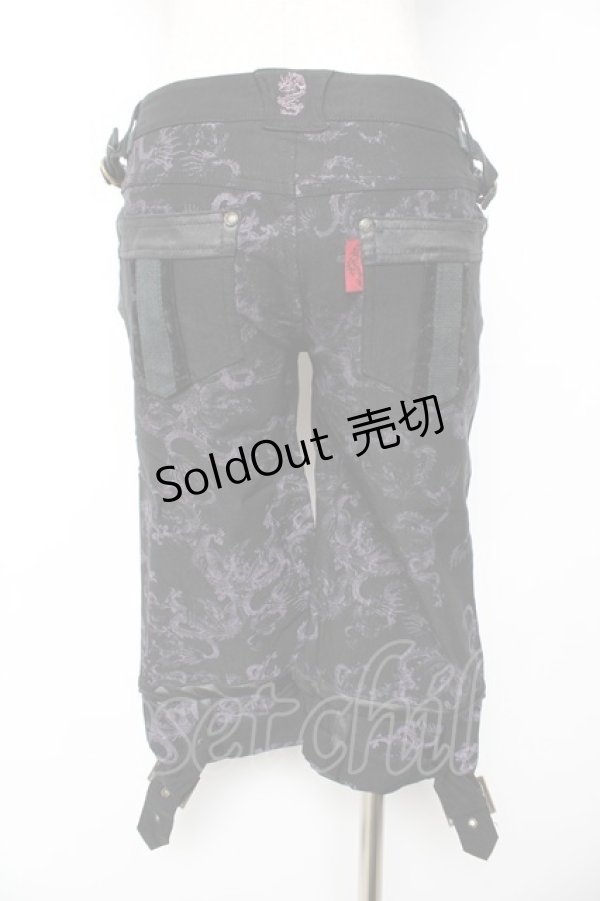 画像2: Ozz On / 龍プリントハーフパンツ  黒×紫 Y-25-12-01-133-OO-PA-SZ-ZY (2)