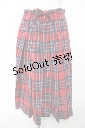 画像: powder / タータンチェック柄スカート F 赤 Y-25-12-01-145-LO-SK-SZ-ZY