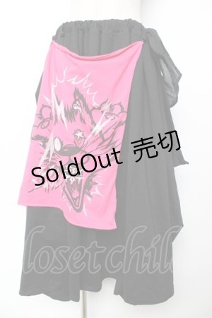 画像: SEX POT ReVeNGe / フラップ付きロングスカート  黒×ピンク Y-25-12-01-147-SP-SK-SZ-ZY