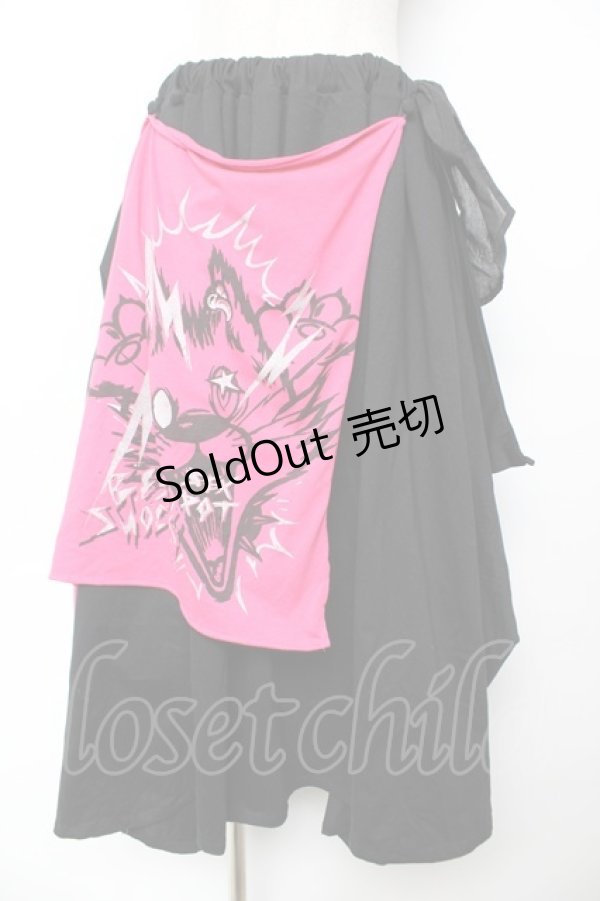 画像1: SEX POT ReVeNGe / フラップ付きロングスカート  黒×ピンク Y-25-12-01-147-SP-SK-SZ-ZY (1)