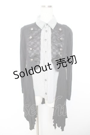 画像: ALGONQUINS / ダブルボタンレイヤードシャツ  黒 Y-25-12-01-022-AL-BL-SZ-ZY