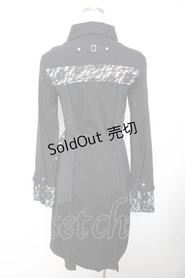 画像2: Ozz Croce / レースフリルシャツワンピース  黒 Y-25-12-01-025-OO-OP-SZ-ZS (2)