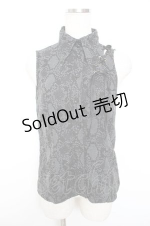 画像: PEACE NOW / アームカバー付きパイソン柄ブラウス M 黒×グレー Y-25-12-01-028-PU-BL-SZ-ZY