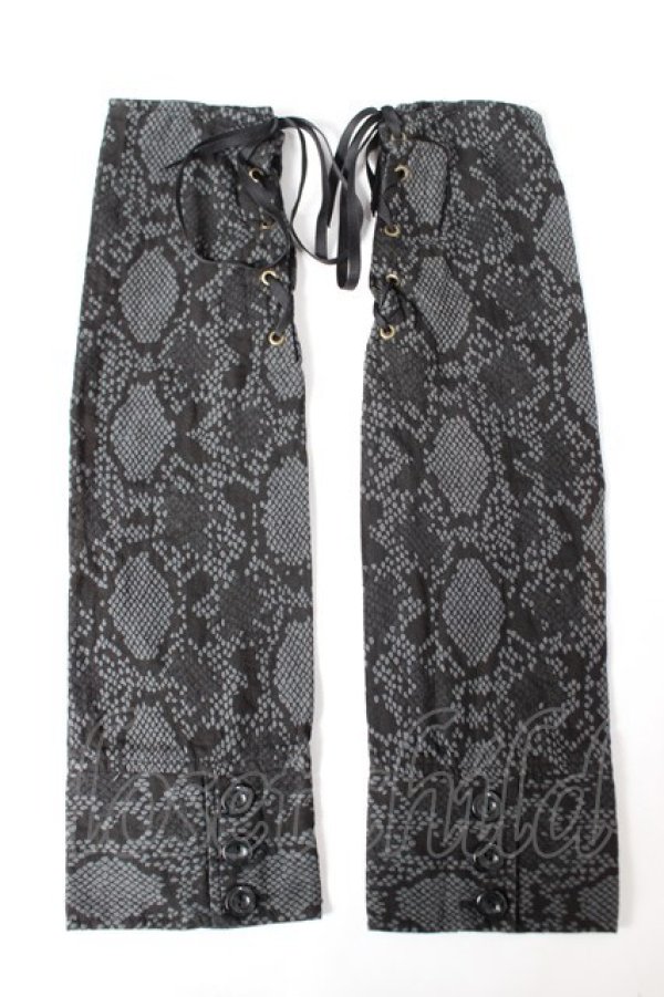 画像3: PEACE NOW / アームカバー付きパイソン柄ブラウス M 黒×グレー Y-25-12-01-028-PU-BL-SZ-ZY (3)