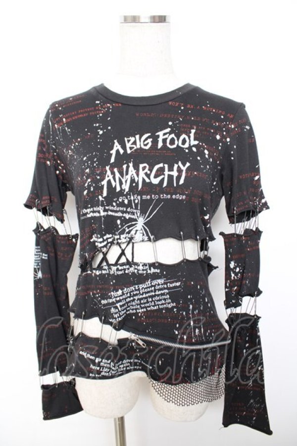 画像1: h.ANARCHY / 飛沫pt安ピンセパレートカットソー  黒 Y-25-12-01-029-HN-TO-SZ-ZY (1)