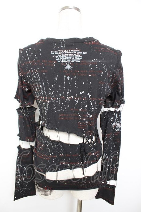 画像2: h.ANARCHY / 飛沫pt安ピンセパレートカットソー  黒 Y-25-12-01-029-HN-TO-SZ-ZY (2)