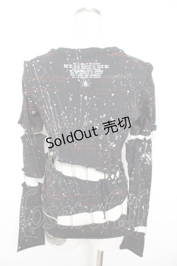 画像2: h.ANARCHY / 飛沫pt安ピンセパレートカットソー  黒 Y-25-12-01-029-HN-TO-SZ-ZY (2)