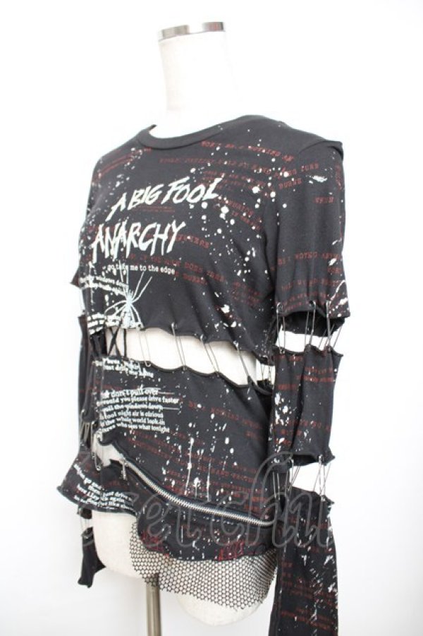 画像4: h.ANARCHY / 飛沫pt安ピンセパレートカットソー  黒 Y-25-12-01-029-HN-TO-SZ-ZY (4)