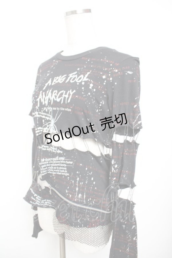 画像4: h.ANARCHY / 飛沫pt安ピンセパレートカットソー  黒 Y-25-12-01-029-HN-TO-SZ-ZY (4)