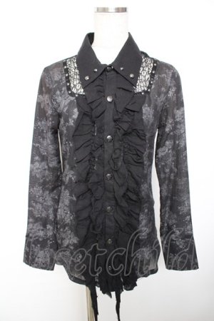 画像: SEX POT ReVeNGe / 花柄ガーゼブラウス M 黒 Y-25-12-01-030-SP-BL-SZ-ZY