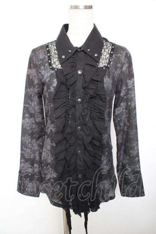 画像1: SEX POT ReVeNGe / 花柄ガーゼブラウス M 黒 Y-25-12-01-030-SP-BL-SZ-ZY (1)