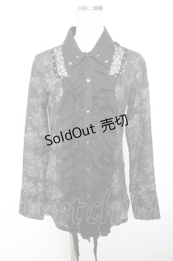 画像1: SEX POT ReVeNGe / 花柄ガーゼブラウス M 黒 Y-25-12-01-030-SP-BL-SZ-ZY (1)