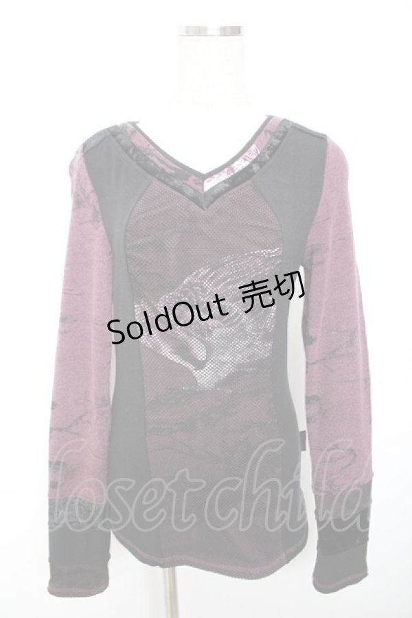 画像1: Ozz oneste / メッシュレイヤードトップス  黒×紫 Y-25-12-01-032-OO-TO-SZ-ZY (1)