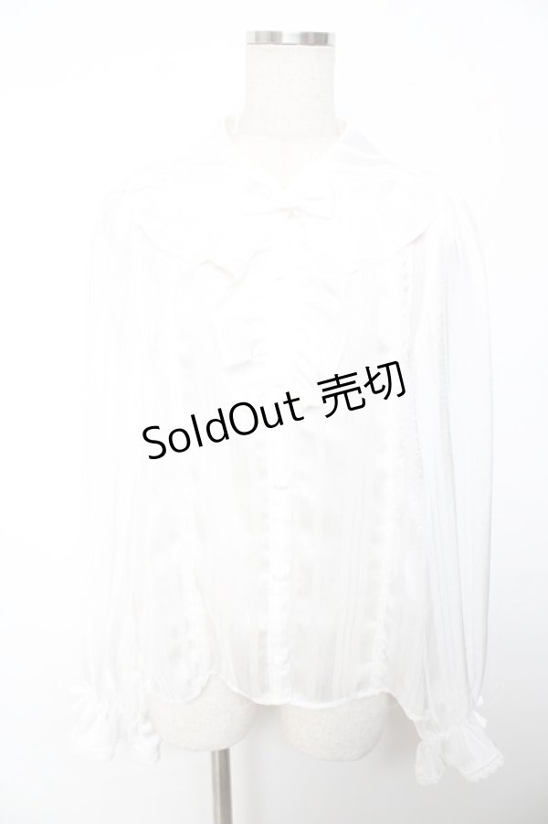 画像1: axes femme Kawaii / ストライプシアーブラウス M 白 Y-25-12-01-040-AX-BL-SZ-ZS (1)