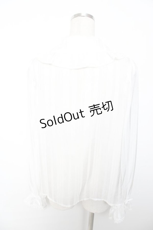 画像2: axes femme Kawaii / ストライプシアーブラウス M 白 Y-25-12-01-040-AX-BL-SZ-ZS (2)