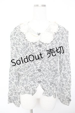 画像: INGEBORG / 襟レースバラ柄ジャケット F オフ×黒 Y-25-12-01-043-LO-JA-SZ-ZY