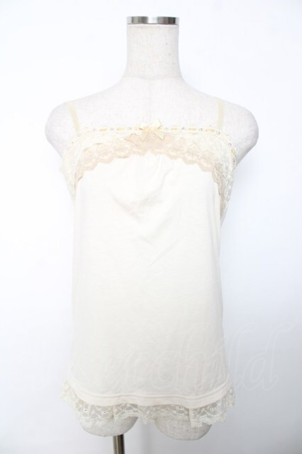 画像1: axes femme / リボンつきストラップキャミ M 生成り Y-25-12-04-041-AX-TO-SZ-ZY (1)