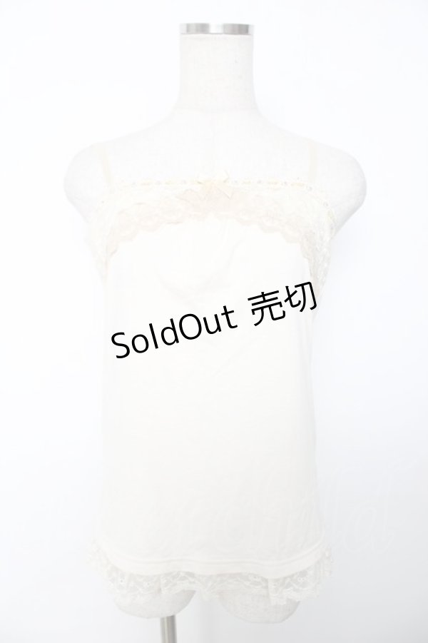 画像1: axes femme / リボンつきストラップキャミ M 生成り Y-25-12-04-041-AX-TO-SZ-ZS (1)