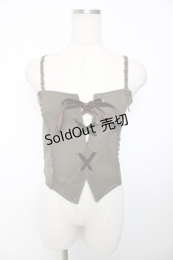 画像1: axes femme / リブカットソービスチェ M カーキ Y-25-12-04-042-AX-TO-SZ-ZY (1)