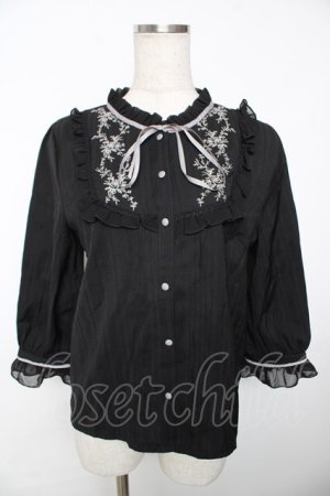 画像: axes femme / 刺繍入りプチハイブラウス M 黒 Y-25-12-04-044-AX-BL-SZ-ZY