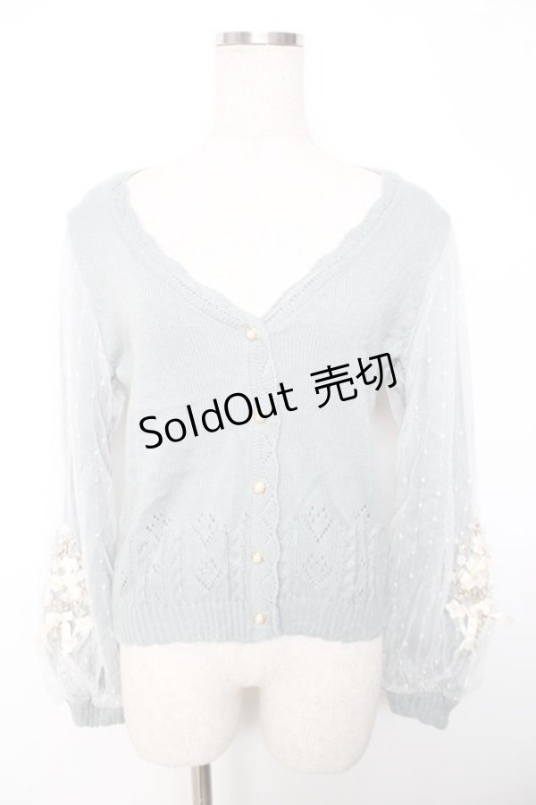 画像1: axes femme / ローズリボン刺繍ニットカーデ M グリーン Y-25-12-04-047-AX-TO-SZ-ZY (1)