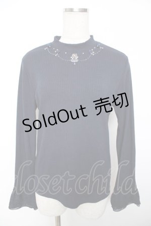 画像: axes femme / バラネックレス風リブプルオーバー M 紺 Y-25-12-04-048-AX-TO-SZ-ZY