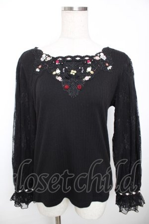 画像: axes femme / ローズガーデン×蝶レースプルオーバー M 黒 Y-25-12-04-050-AX-TO-SZ-ZY