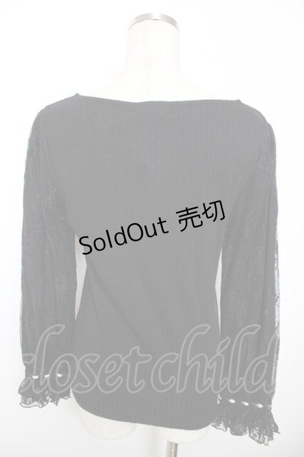 画像2: axes femme / ローズガーデン×蝶レースプルオーバー M 黒 Y-25-12-04-050-AX-TO-SZ-ZS (2)