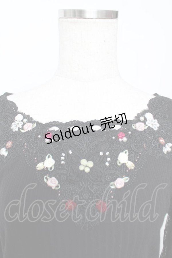 画像3: axes femme / ローズガーデン×蝶レースプルオーバー M 黒 Y-25-12-04-050-AX-TO-SZ-ZS (3)