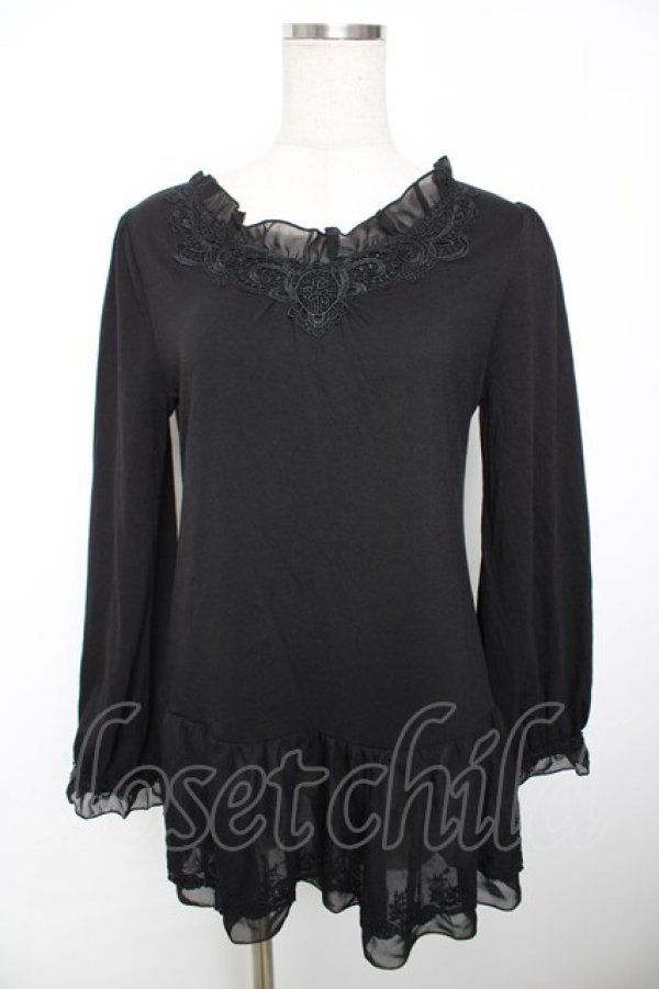 画像1: axes femme / レース使いロングインナー M 黒 Y-25-12-04-052-AX-TO-SZ-ZY (1)