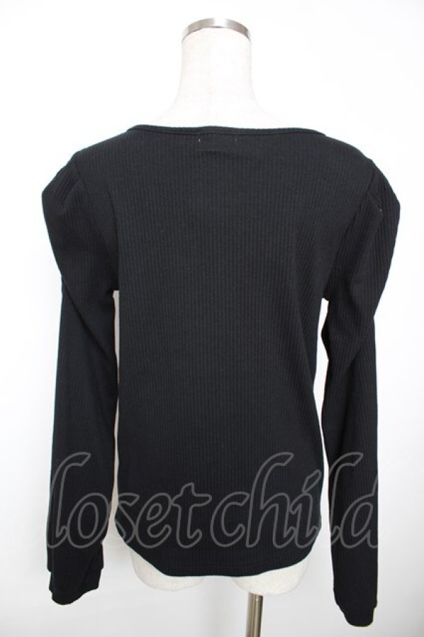画像2: axes femme / ビット付マトン袖トップス F 黒 Y-25-12-04-053-AX-TO-SZ-ZY (2)