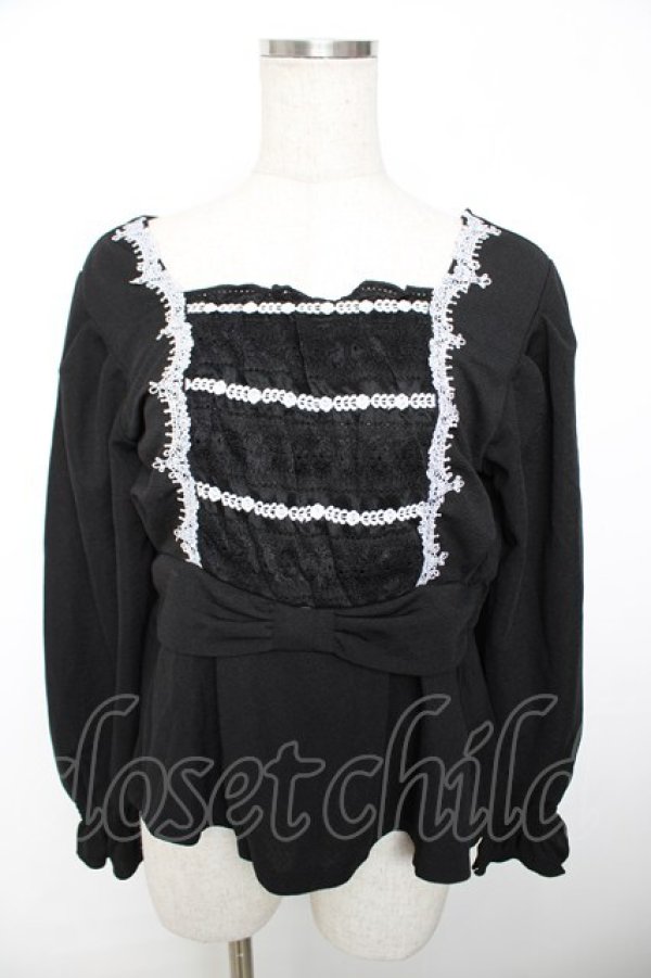 画像1: axes femme / ウエストリボンカットソープルオーバー M 黒 Y-25-12-04-054-AX-TO-SZ-ZY (1)