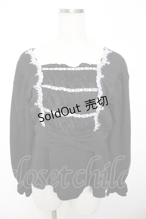 画像1: axes femme / ウエストリボンカットソープルオーバー M 黒 Y-25-12-04-054-AX-TO-SZ-ZY (1)