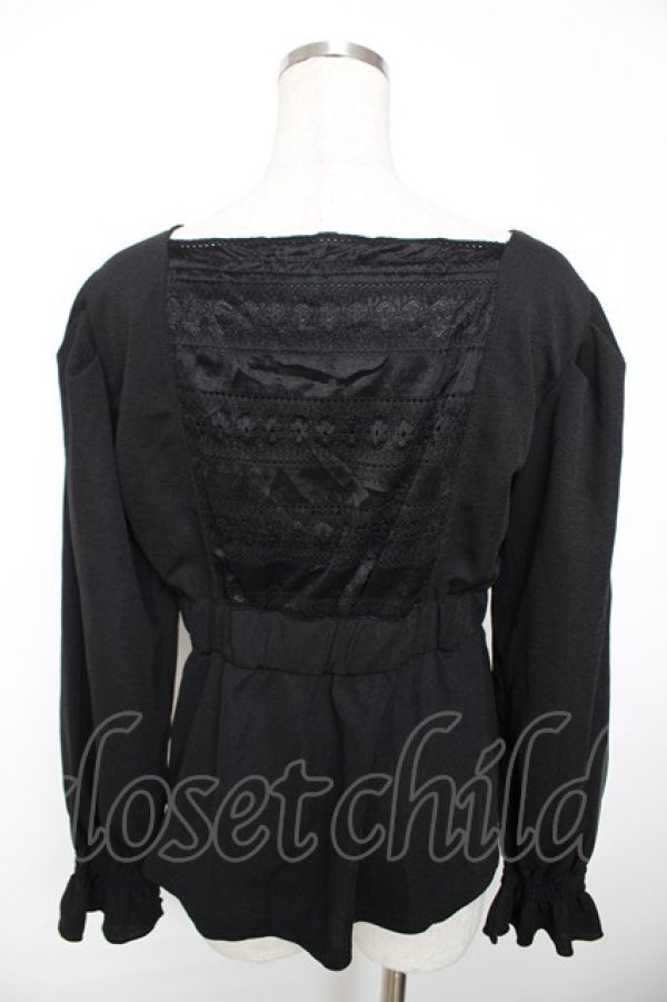 画像2: axes femme / ウエストリボンカットソープルオーバー M 黒 Y-25-12-04-054-AX-TO-SZ-ZY (2)