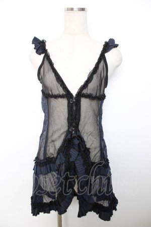 画像: H jelly / シースルービスチェpt入りベビードール  黒×青 Y-25-12-04-057-HN-OP-SZ-ZY