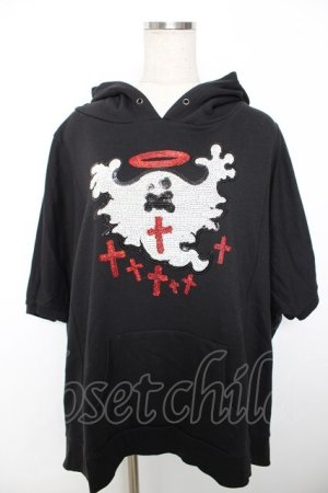 画像: LISTEN FLAVOR / ゴースト半袖BIGプルパーカー M 黒 Y-25-12-04-059-PU-TO-SZ-ZY