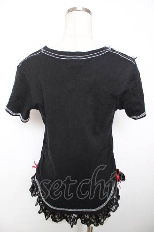 画像2: H jelly / DANGEROUS HEART Tシャツ  黒×赤 Y-25-12-04-063-HN-TS-SZ-ZY (2)
