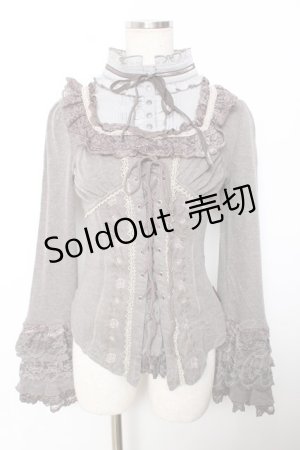 画像: Ozz oneste / 薔薇刺繍レースアップレイヤードトップス  グレー Y-25-12-04-064-OO-TO-SZ-ZY