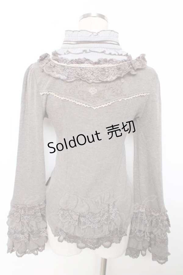 画像2: Ozz oneste / 薔薇刺繍レースアップレイヤードトップス  グレー Y-25-12-04-064-OO-TO-SZ-ZY (2)