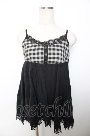 画像: GRAMM / ギンガム切替チュニック  黒 Y-25-12-04-066-HN-OP-SZ-ZY