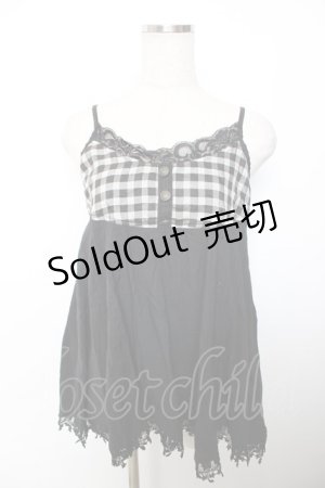 画像: GRAMM / ギンガム切替チュニック  黒 Y-25-12-04-066-HN-OP-SZ-ZY