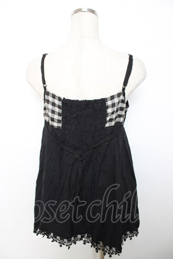 画像2: GRAMM / ギンガム切替チュニック  黒 Y-25-12-04-066-HN-OP-SZ-ZY (2)