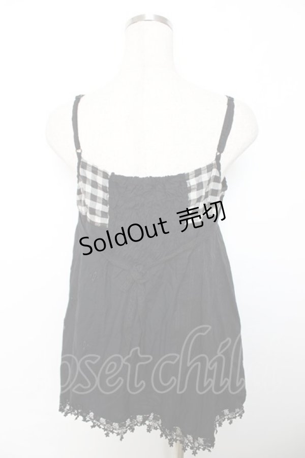 画像2: GRAMM / ギンガム切替チュニック  黒 Y-25-12-04-066-HN-OP-SZ-ZY (2)