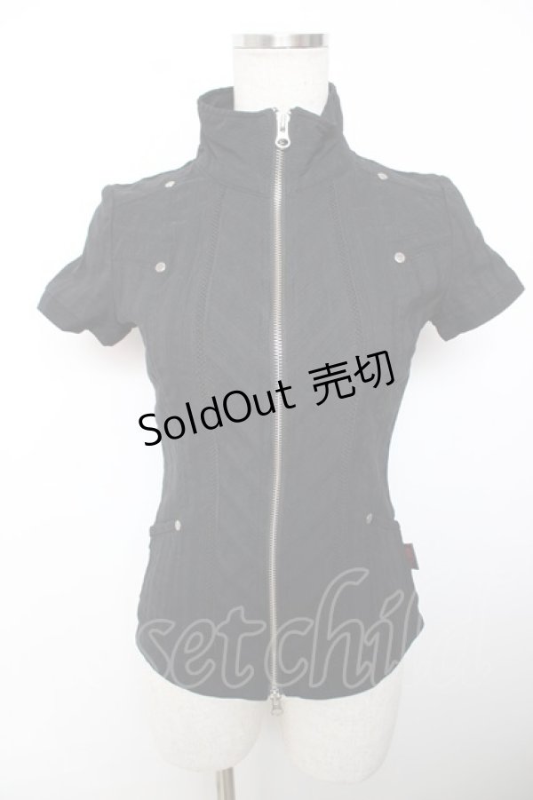画像1: Ozz On / ZIPアップ半袖トップス  黒 Y-25-12-04-067-OO-TO-SZ-ZY (1)