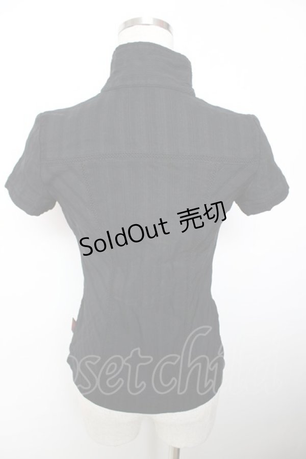 画像2: Ozz On / ZIPアップ半袖トップス  黒 Y-25-12-04-067-OO-TO-SZ-ZY (2)