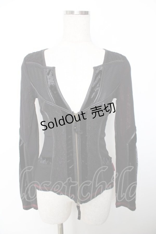 画像1: Ozz Croce / メッシュ切替ZIPパーカー  黒×赤 Y-25-12-04-069-OO-TO-SZ-ZY (1)