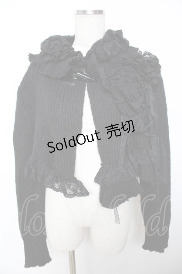 画像1: GRAMM / モチーフ付きニットボレロ  黒 Y-25-12-04-076-HN-TO-SZ-ZY (1)